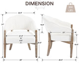 CIMOTA White Accent Chair, Farmhouse Fabric Barrel Chair Linen Upholstered Armchair with Wood Legs, 21.5" Wide Comfy Reading Chair Side Sitting Chair for Living Room/Bedroom/Makeup CIMOTA