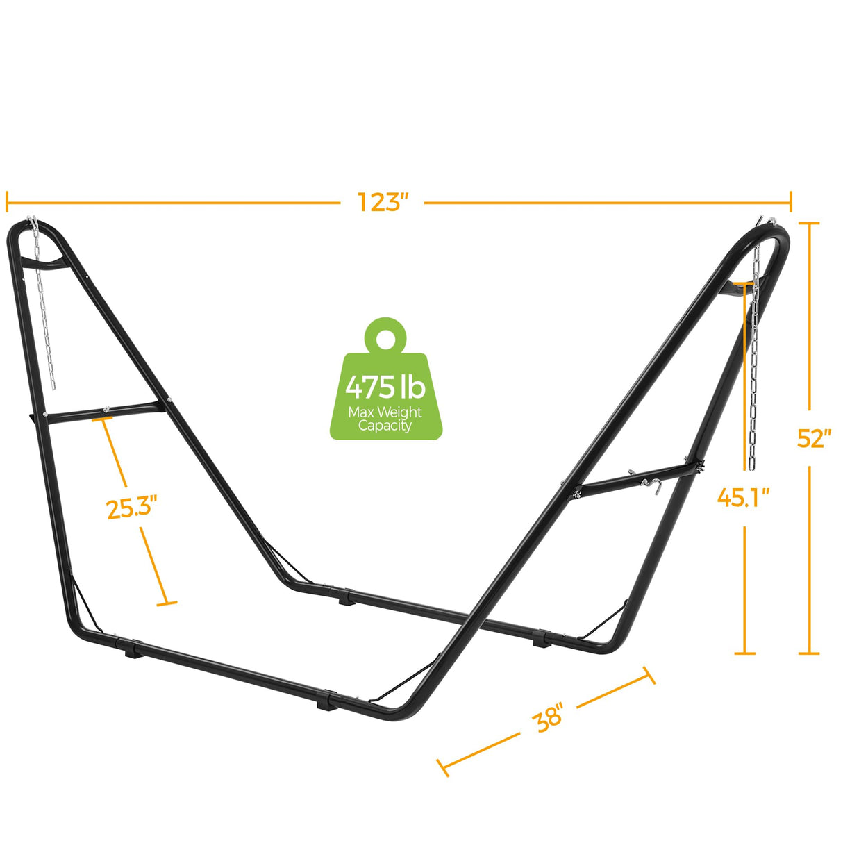 Yaheetech Universal Hammock Stand, Heavy-Duty Double-Pipe Steel Hammock Stand for 9-14.5 Ft Hammocks, 475 Lb Capacity and Capable of Holding 2-3 People Yaheetech