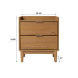 Walker Edison Mid-Century Modern 2-Drawer Solid Wood Nightstand, 20 Inch, Set of 2, Caramel Walker Edison