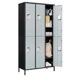 MIIIKO 2 Tier Metal Lockers 3-Wide, 72" x 36" x 16" Storage Locker Units with 6 Compartments, Large Employee Locker with Shelves, Lockable Doors and MIIIKO