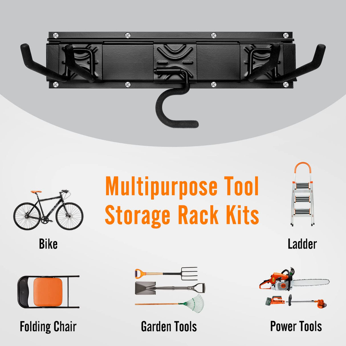 Garage Garden Tool Storage Rack Organizer Wall Mount, Yard Shovel Rack Holder Organization, Heavy-Duty Extra Width Panels for Hanging Landscaping Equipment,Ladders,Sport Gears,Hoses,Lawn Trimmer SMARTOLOGY