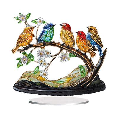 VNRGG Spring Bird on a Branch, Diamond Art Tabletop Kit with Special Shaped Crystals Bird for Study Room Decor, Boxed