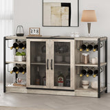 GAOMON Wine Bar Cabinet, Liquor Cabinet for Liquor and Glasses, Industrial Bars & Wine Cabinets with Storage and Wine Rack, Home Bar Furniture for Dining Room, Living Room, Kitchen (Grey) GAOMON