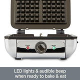 All-Clad Stainless Steel Waffle Maker 4 Section, Thick Belgium Waffle Makers, Upright Storage 1600 Watts, Nonstick, 6 Browning Levels, Dishwasher Safe All-Clad