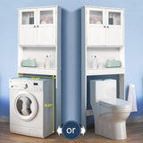 Bonnlo Over The Toilet Storage Cabinet with Adjustable Shelf White Bathroom Floor Organizer Space Saver with Double Doors, 67" Height Bonnlo