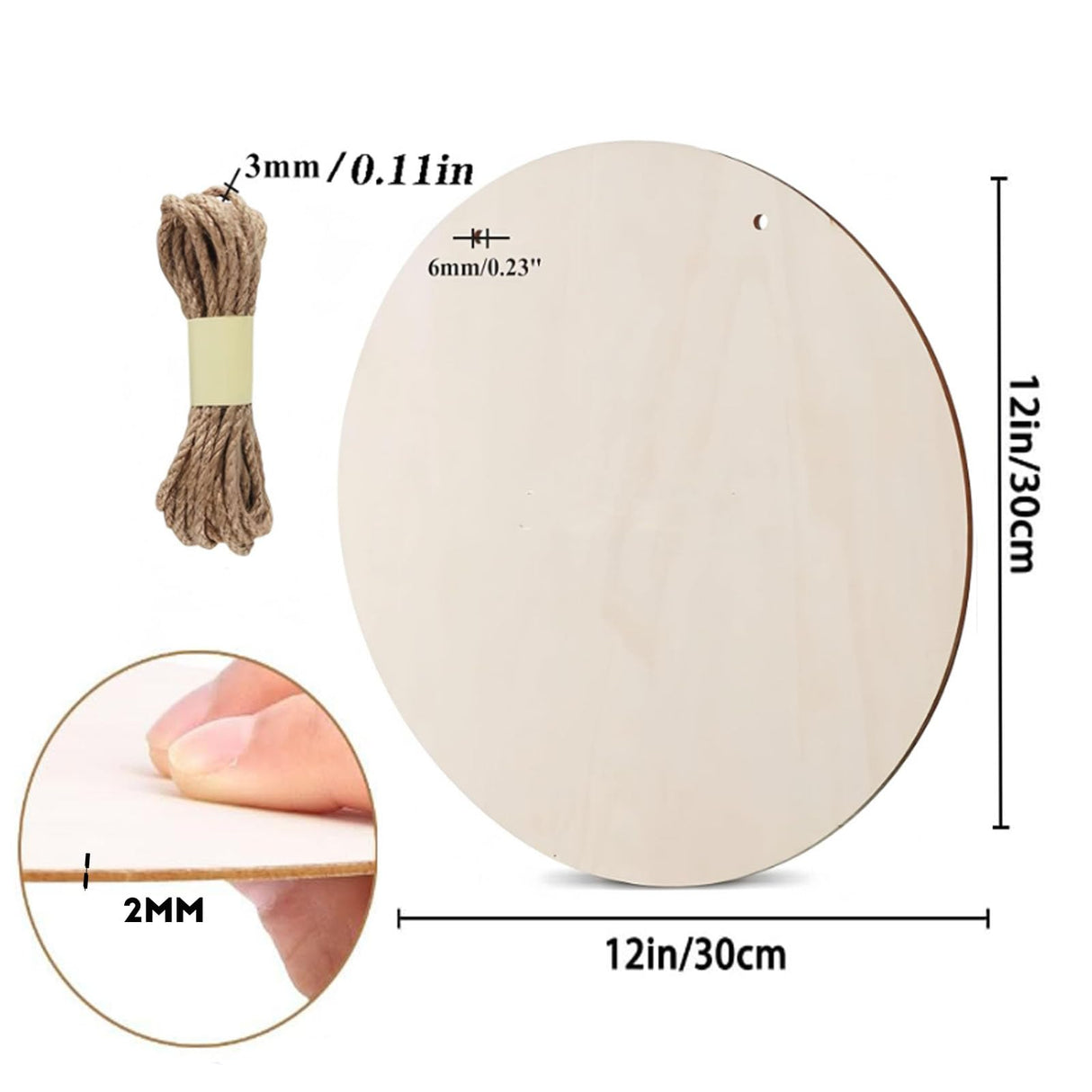 10 Pack Blank Unfinished Christmas Decorations Round Wood DIY Crafts Signs 2mm Basswood Sheets for Laser Cutting 12 Inch Wooden Door Hanger Sign DIY Painting Halloween LMMINBZ