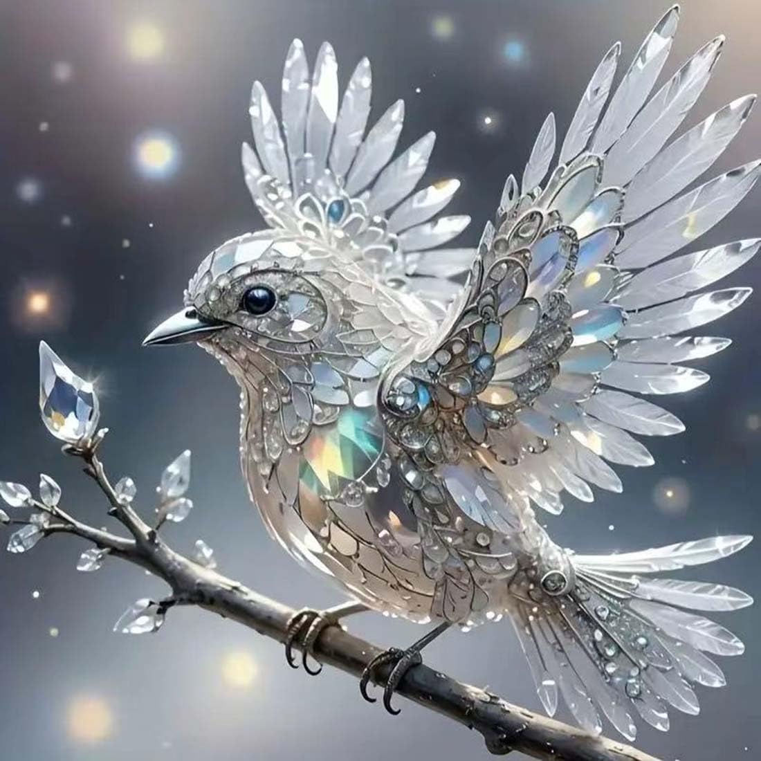 Hummingbird 5D Diamond Painting Kits for Adults,Diamond Art Kits White Bird for Beginners,DIY Full Drill Gem Art Craft Kits for Adults Home Wall Decor 12x12inch SHICERNHJ