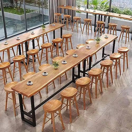 Modern Solid Wood Bar Table with Footrest - Versatile Rectangular Counter Height Design Topjia
