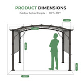 LUXIJOY 10 x10 Arched Outdoor Pergola Patio Metal Pergola for Deck, Outdoor Retractable Pergola with Canopy and Hardware, Small Aluminum Pergola with Canopy Fixed in Various Positions (Grey) LUXIJOY