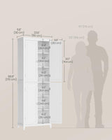 VASAGLE Floor Storage Cabinet, Freestanding Storage Unit with 4 Doors, Adjustable Shelves, 11.8 x 23.6 x 66.9 Inches, for Entryway, Bathroom, Cloud White UBBC550W01 VASAGLE