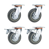 ITINA Heavy Duty Swivel Casters 6 inch 625Lbs Load Capacity/Item 360 Degree Rotation Plate Swivel Hard Casters Non-Slip with Locking Brakes(2 with Brakes& 2 Without) ITINA