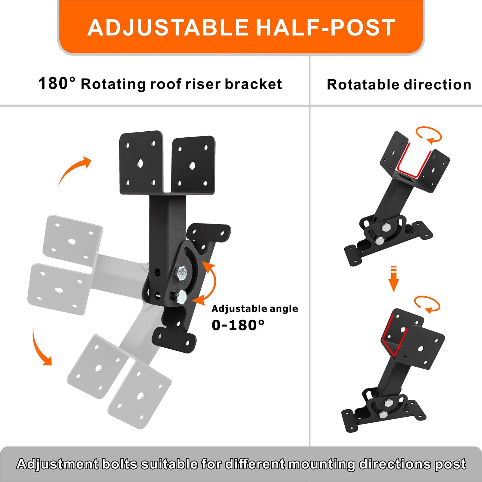 Wdwlbsm 3PCS Roof Riser Brackets Kit Adjustable Pergola Roof Riser Beam Brackets Heavy Duty Roof Beam Mount Brackets for 3-1/2" Wood Post,Black - WoodArtSupply