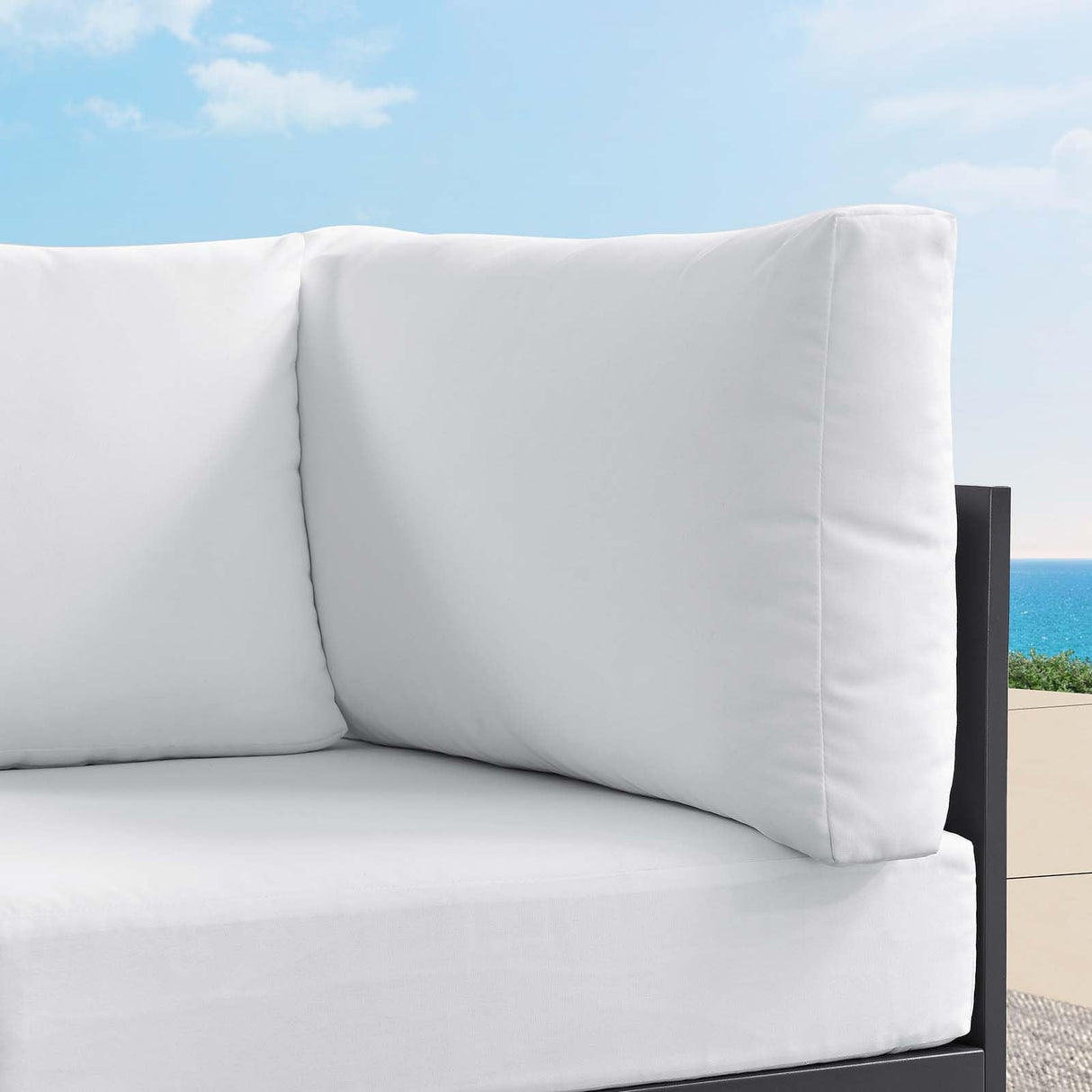 Modway Tahoe Aluminum Outdoor Sectional Corner Chair in Gray White with Weather-Resistant Cushions, Deep Seat Modular for Patio Furniture Lounge Set Modway