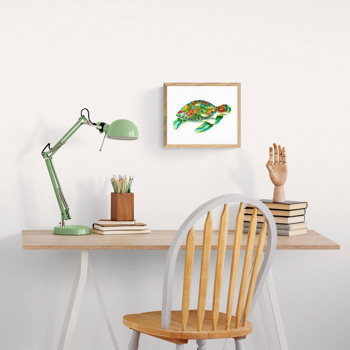 Uniquilling Quilling Kit, Paper Quilling Kits, 8 * 10-in Green Turtle Paper Filigree Kits with Quilling Tools& Using Manual, DIY Quilling Artwork Modern Wall Art for Living Room Uniquilling