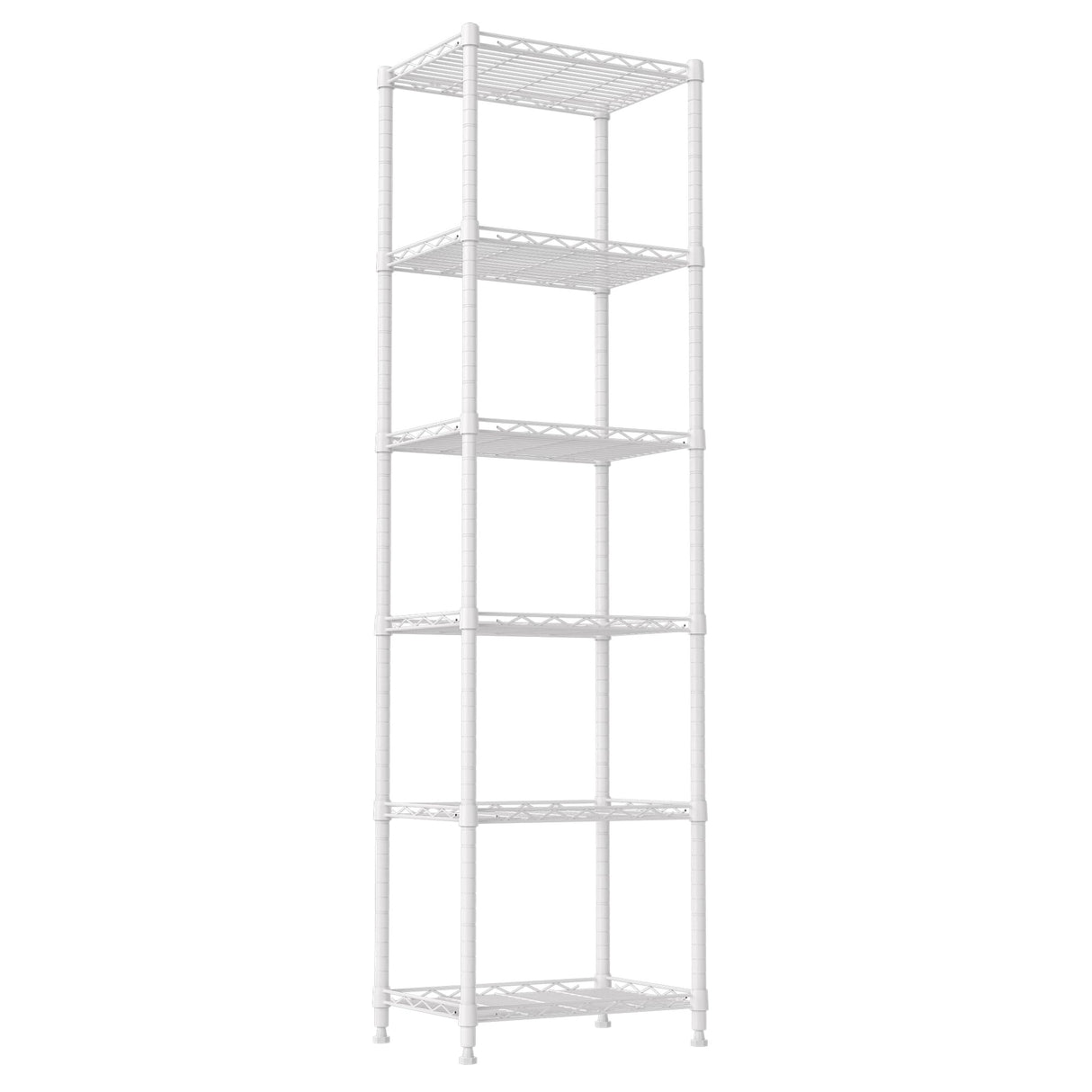 REGILLER 6 Wire Shelving Steel Storage Rack Adjustable Unit Shelves for Laundry Bathroom Kitchen Pantry Closet(White,11.7" D x 16.8" W x 63" H) REGILLER