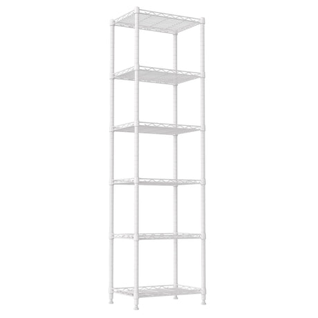 REGILLER 6 Wire Shelving Steel Storage Rack Adjustable Unit Shelves for Laundry Bathroom Kitchen Pantry Closet(White,11.7" D x 16.8" W x 63" H) REGILLER