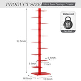 Suchtale Spine Bookshelf, Vertical Spine Book Tower, 11-Tier Metal Bookcase, Book Organizers Display Storage Rack for Study & Living Room, DIY Book Shelf for Decor, Red Suchtale