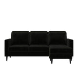 CosmoLiving by Cosmopolitan CosmoLiving Strummer Reversible Sectional Couch, Black Velvet Sofa (DA038-BK) CosmoLiving by Cosmopolitan