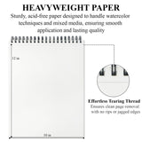 Watercolor Sketchbook 10"x12", 32 Sheets (64 Pages) Water Color Paper, 140lb/300gsm Watercolor Paper, Spiral Hardcover Watercolor Notebook. Fuxi