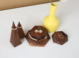 GemeShou 2pcs Wooden Jewelry display tray, Hexagon jewelry display riser, Jewelry retail shop photography props【Walnut Hexagon tray-2pcs】 GemeShou