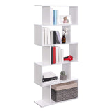 VASAGLE Wooden Bookcase, Display Shelf and Room Divider, Freestanding Decorative Storage Shelving, 5-Tier Bookshelf, White VASAGLE