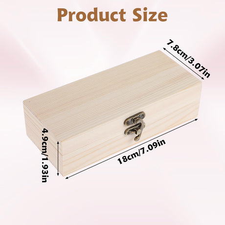 AHQiZFX 1 Pack Unfinished Wooden Box with Hinged Lid and Front Clasp, Unpainted Wooden Jewelry Box for DIY Art Project Crafts Woodcraft Keepsake Jewelry Plain Pine Box (7"x3.2"x2") AHQiZFX