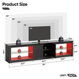 Bestier 80 Inch TV Stand for 75/85/90 inch TVs, LED Gaming Entertainment Center with Storage Cabinet & Adjustable Shelves, Modern High Gloss TV Console Table for Living Room Bedroom, Black Glossy Bestier