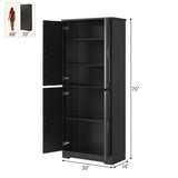 GarveeHome 70 in Tall Kitchen Pantry Cabinet, Freestanding Storage Cabinet with 4 Doors and Adjustable Shelves, Large Utility Hutch Cupboard for Dining Room, Bathroom, Living Room (Black) GarveeHome