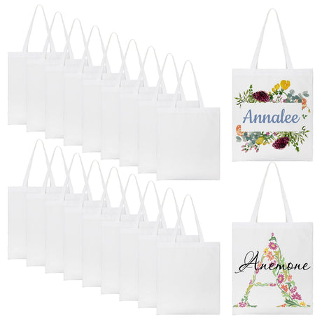 WACAR Sublimation Blanks Tote Bags 14x16inch Canvas Tote Bags Reusable Polyester Grocery Bags for Heat Transfer DIY Crafting Shopping Bags WACAR