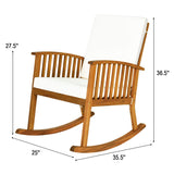 Tangkula 2 PCS Outdoor Acacia Wood Rocking Chair, Wooden Rocker w/Detachable Washable Cushions, Rocker for Porch Garden Patio Balcony Pool Indoor (2, Teak) Tangkula