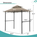 COBANA Grill Gazebo 8’x 5’ Outdoor Patio Backyard BBQ Grill Shelter Double Tiered Soft Canopy Top with Steel Frame and Bar Counters, Beige COBANA