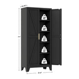 QINPTWUT Large Metal Kitchen Pantry Cabinet with Adjustable Shelves - Freestanding Kitchen Storage Cabinet for Dining Room,Livingroom Bathroom, Hallway, Workshop, Office QINPTWUT