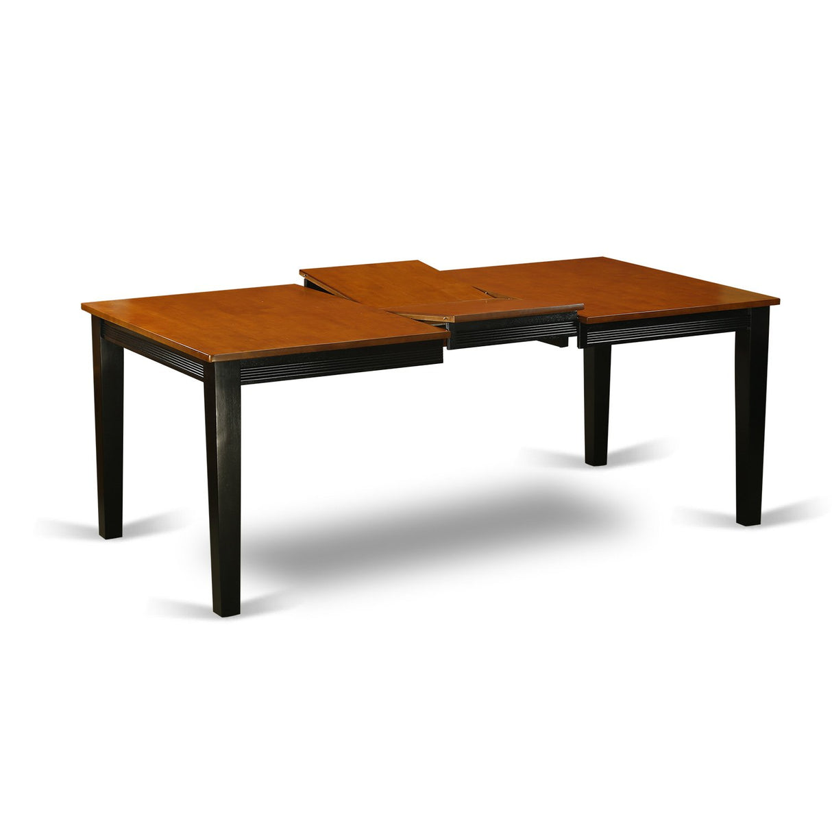 East West Furniture QUPF9-BCH-C 9 Piece Dining Table Set Includes a Rectangle Dinner Table with Butterfly Leaf and 8 Linen Fabric Dining Room Chairs, 40x78 Inch, Black & Cherry East West Furniture