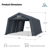 MFSTUDIO Outdoor Carport 13x22 ft, Portable Storage Sheds Shelter Garages Heavy Duty Canopy with Rolled up Zipper Doors, Outside Utility Shed Garage Tent for Boat,Patio Furniture and Tools MFSTUDIO