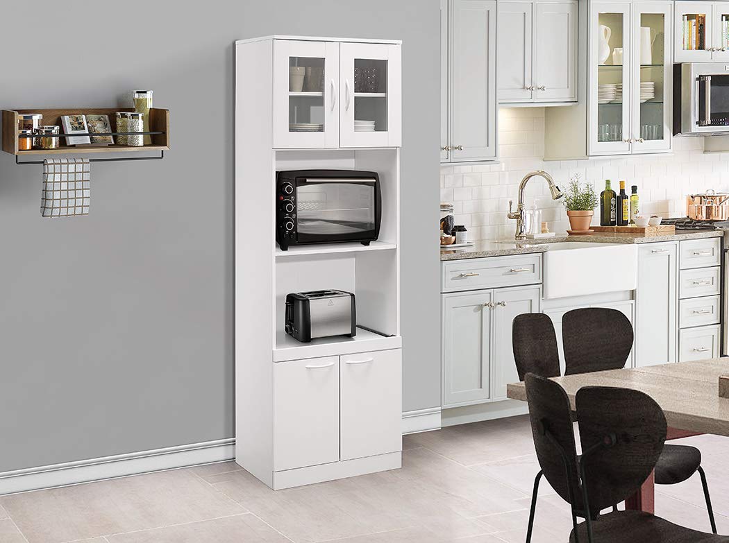Kings Brand Furniture - Danbury Tall Kitchen Pantry, Microwave Storage Cabinet, White Kings Brand Furniture