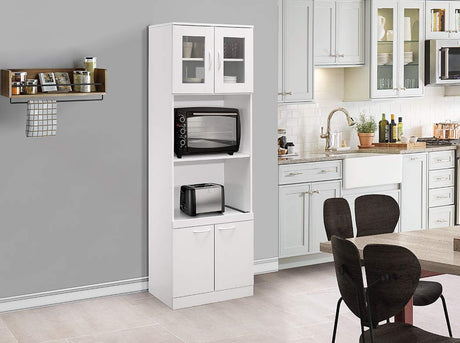 Kings Brand Furniture - Danbury Tall Kitchen Pantry, Microwave Storage Cabinet, White Kings Brand Furniture