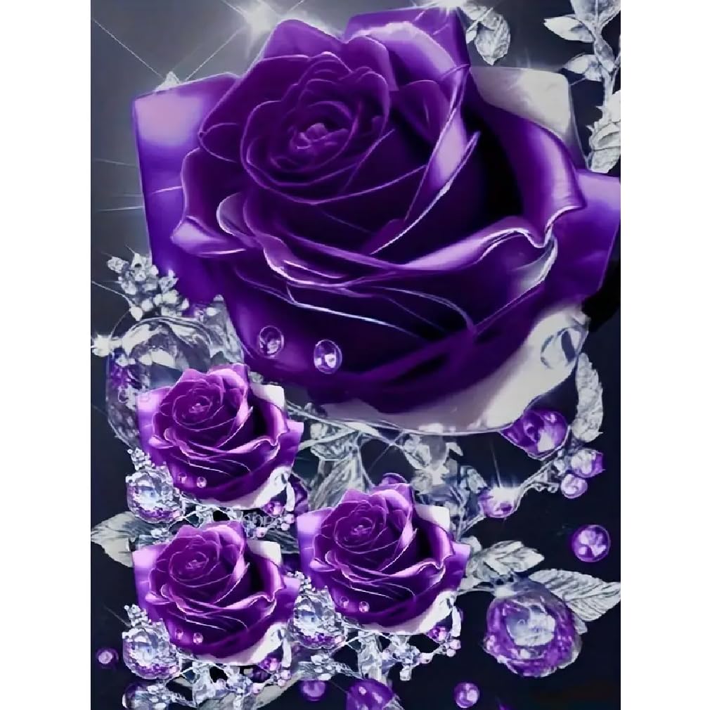STGLCR Rose Diamond Painting Kits for Adults Purple Rose DIY 5D Diamond Art Kits Full Drill Diamond Dots Flowers Paintings with Diamonds Gem Art and Crafts Home Decor 12x16inch STGLCR