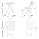 Outsunny 3 Piece Bistro Set, Wood Folding Outdoor Furniture with Table & Chairs for Backyard & Balcony, Square, White Outsunny