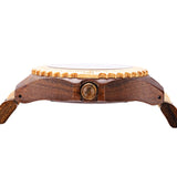 BEWELL ZS-W023A Mens Wooden Watch Quartz Movement Lightweight Handmade Calendar Analog Wrist Watch BEWELL