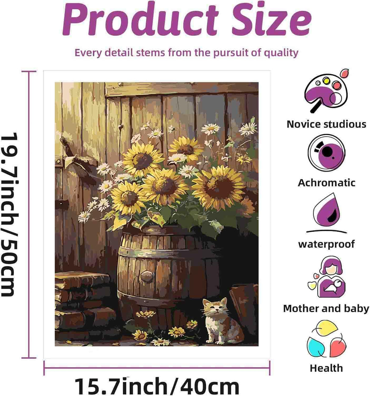 Sunflower Paint by Numbers Kit for Adults Beginner,Paint by Number Kits on Canvas for Adults Beginner,Digital Oil Painting Kits for Home Wall Decor 19.6X15.7 Inch (Without Frame) Kaixine