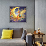 WSLWXSHM 5D Special Shape Diamond Art Kits for Beginners, Diamond Painting Kits for Adults Moon Fairy, Crystal Rhinestones Diamond Painting for Home Wall Decoration Gift 12×12inch, Elf Girl WSLWXSHM