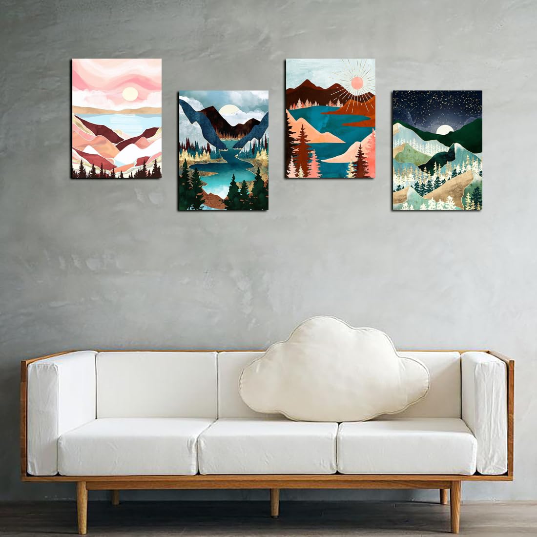 Muzagroo Art Diamond Painting Kits for Adults, DIY 5D Diamond Art Kits for Beginners, Abstract Landscape Arts and Crafts for Living Room, 4 PCS Kids Room Wall Art Muzagroo Art