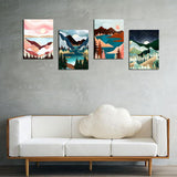 Muzagroo Art Diamond Painting Kits for Adults, DIY 5D Diamond Art Kits for Beginners, Abstract Landscape Arts and Crafts for Living Room, 4 PCS Kids Room Wall Art Muzagroo Art