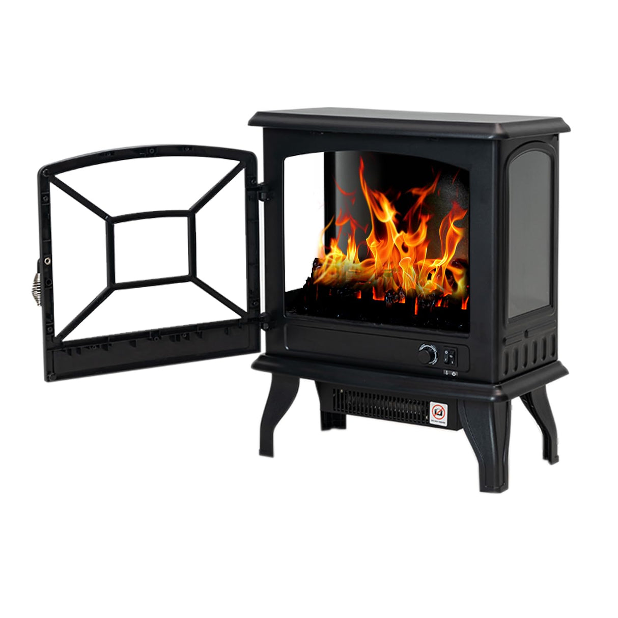 Panana Electric Fireplace Heater Portable Stove Heater Freestanding Fireplace, 5300 BTU, Realistic Flame Effect Panana