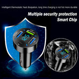 Car Charger 66W Super Fast Charging with USB PD&QC 3.0(Voltmeter&LED Lights) Universal Quick Charge for 12-24V Car Cigarette Lighter Plug,Compatible with iPhone 14 13 12,S22 S21 S20,iPad(Black) Aokdom