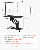 VEVOR Hydraulic Pet Grooming Table, 400LBS Static Load Capacity, 42.5 x 24 Inch Dog Grooming Station with Anti-Slip Tabletop and Dual Height Adjustable Arms with Clamps, for Medium and Small Dogs VEVOR