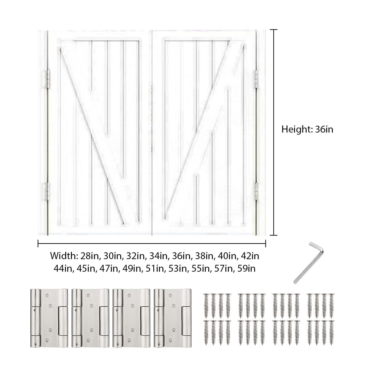 Solid Wood Swing Door Cafe Saloon Swinging Doors with Hardware Easy Installation Two-Way Open Bar Kitchen Entrance Partition Half-Door Auto Close 28 30 32 34 36 38 40 42 44 45 47 49 51 53 55 57 59"(Wh Sepsephiria