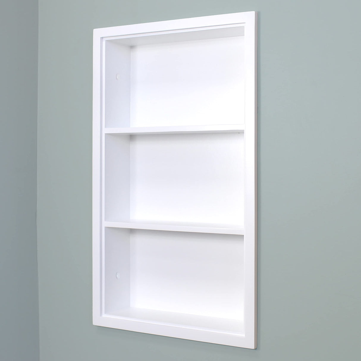 Fox Hollow Furnishings 14x24 Sloane Recessed Wall Niche Medicine Cabinet Replacement, in The Wall Bathroom Cabinet Insert Shelf/Shelves, Made in North America, Real Wood, NO MDF, White Plain Back Fox Hollow Furnishings