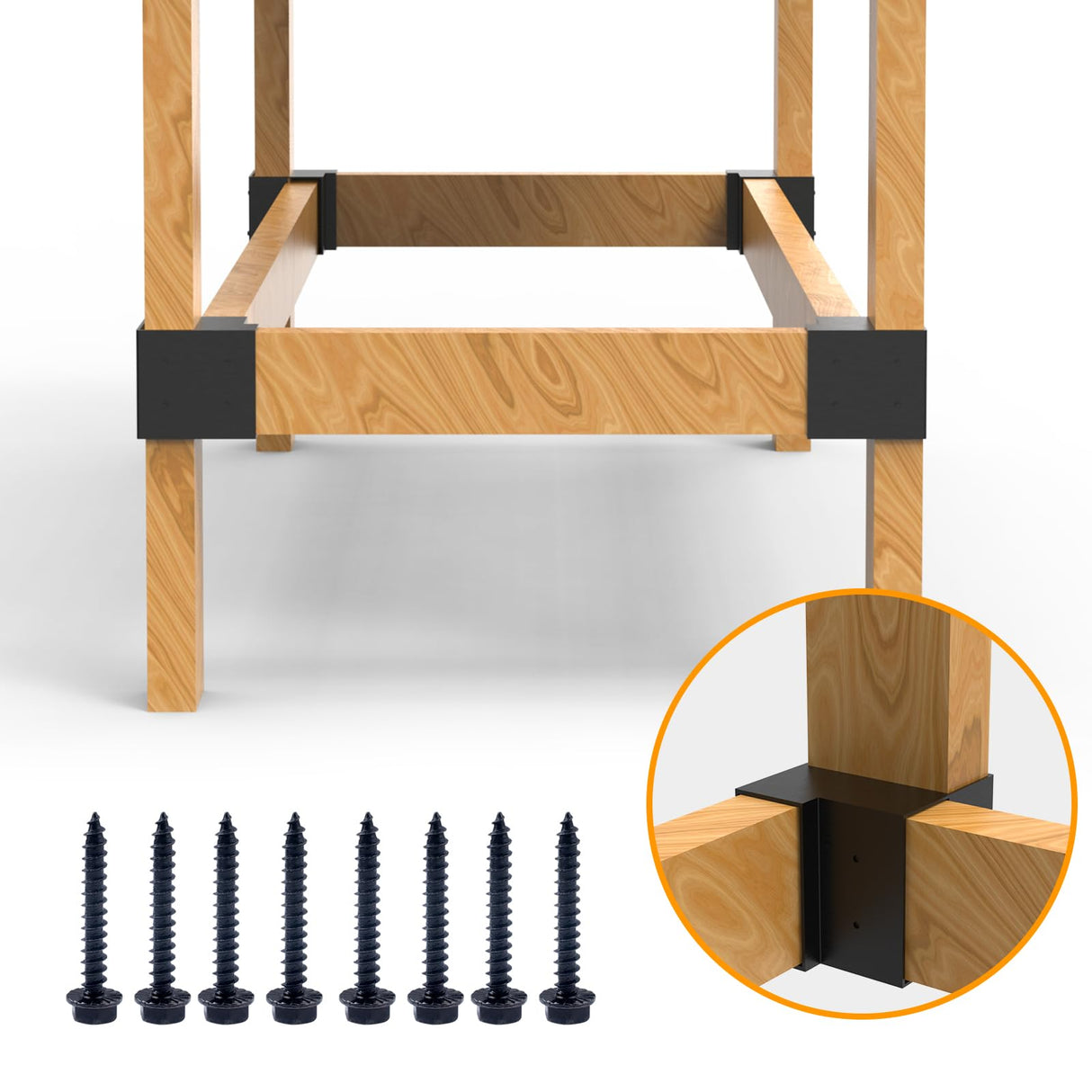 Heavy Duty Workbench Bracket Kit - 8 Pcs Steel 3-Way Right Angle Corner Brackets for DIY Custom Workbench, Shelving, Work Table, Fits 2x4 (Actual 1.5"x3.5") Wood GOOCORREC