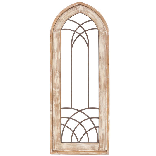 SwallowLiving Rustic Window Frame Wall Decor – Vintage Farmhouse Faux Arch Window – Traditional Wood and Metal Wall Art – Perfect for Home Decor, Events, and Gifts - WoodArtSupply